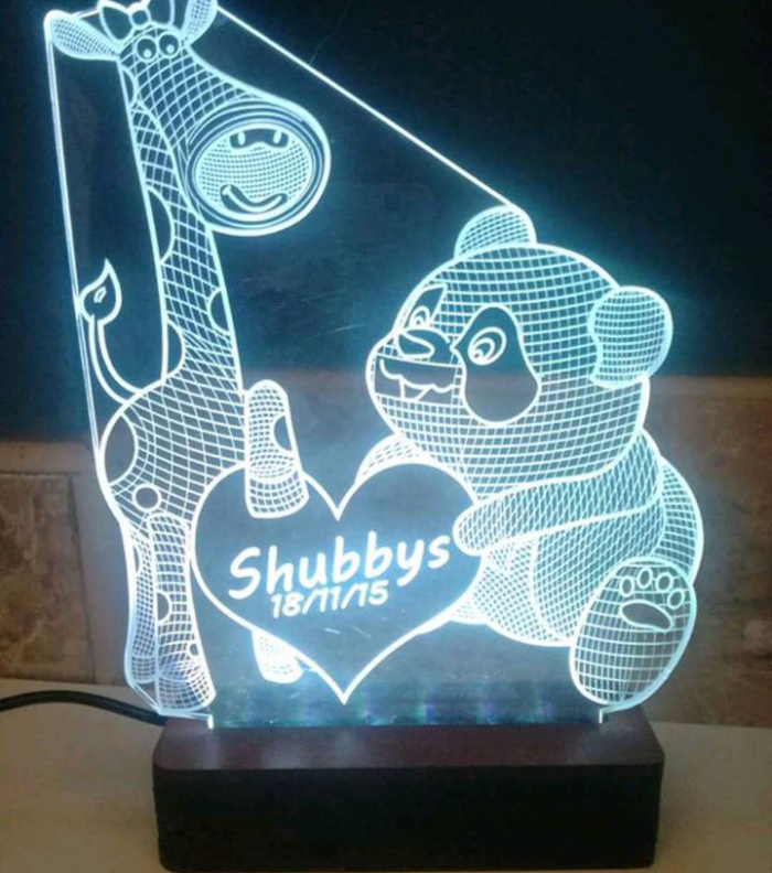 Girafa-y-Oso-led-3d Lámpara led personalizada
