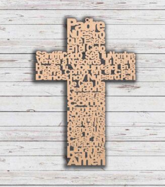 Padre nuestro en madera realizado por corte laser