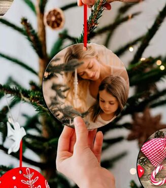 Bolas de Navidad de madera con fotografía