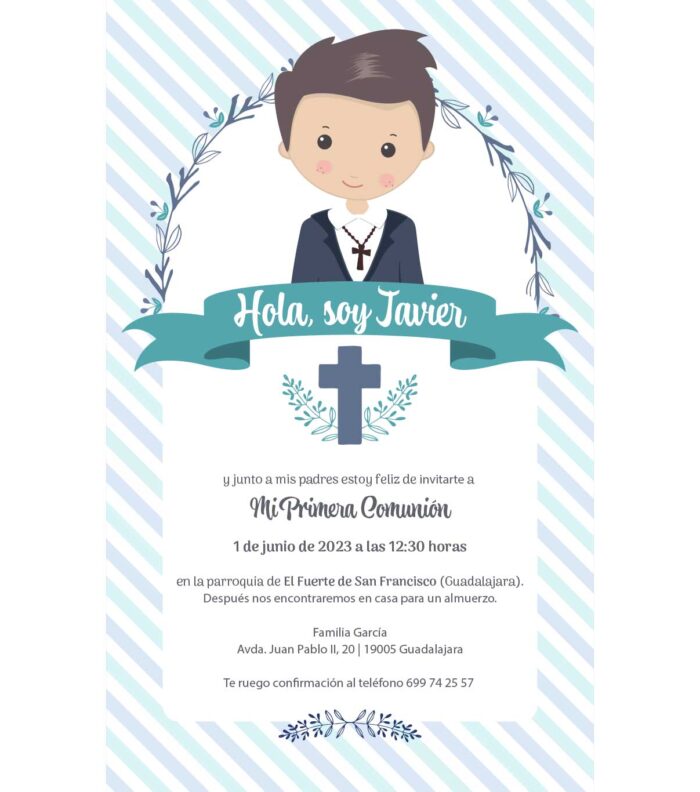 invitacion-comunion-chico Invitación personalizada Primera Comunión Niño