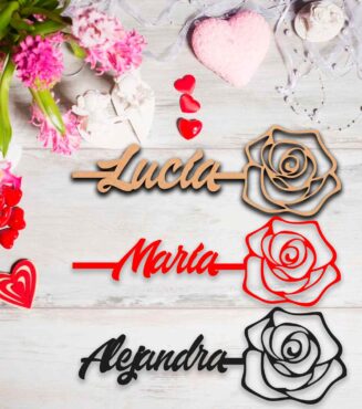 Flor de madera con tu nombre