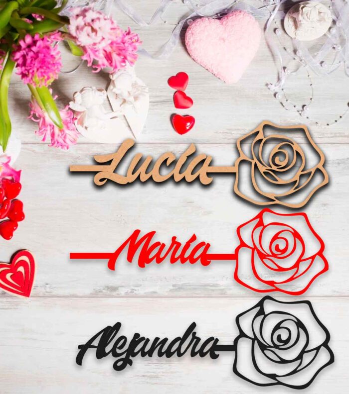 Flor de madera con tu nombre