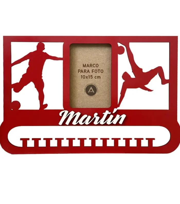 medallero-futbol-rojo Medallero personalizado con marco